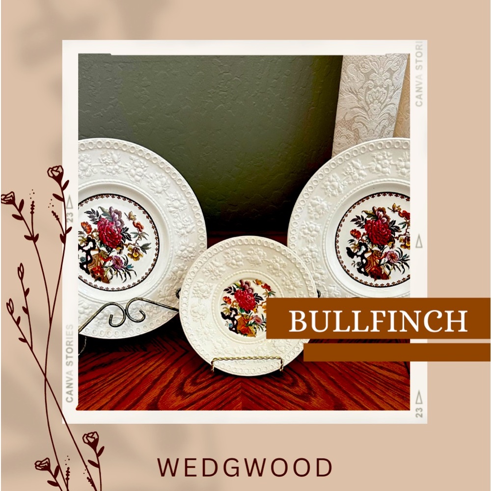 Vintage Wedgwood bullfinch Wellesley dinner plate set /3